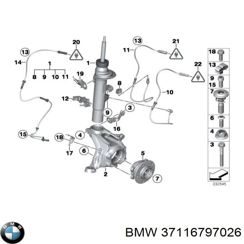 Амортизатор передній, лівий 37116797026 BMW