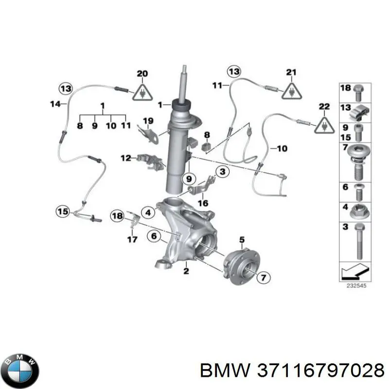 Амортизатор передній, лівий 37116797028 BMW