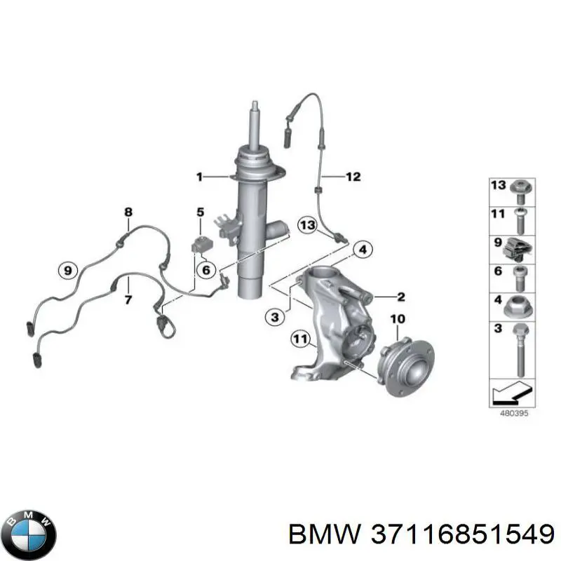 Амортизатор передньої підвіски, лівий BMW 37116851549 ціна, від 183.41 USD