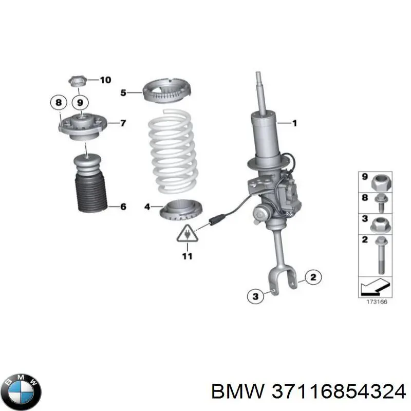 Амортизатор передній, лівий 37116854324 BMW