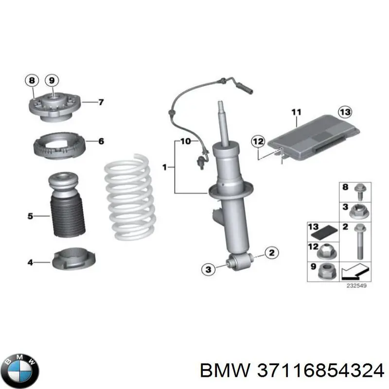 Амортизатор передньої підвіски, лівий BMW 37116854324 ціна, від 202.33 USD