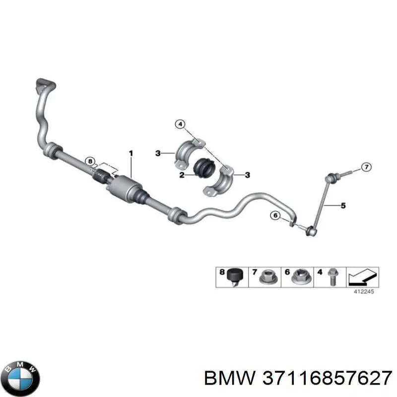 37116857627 BMW стійка стабілізатора переднього, ліва