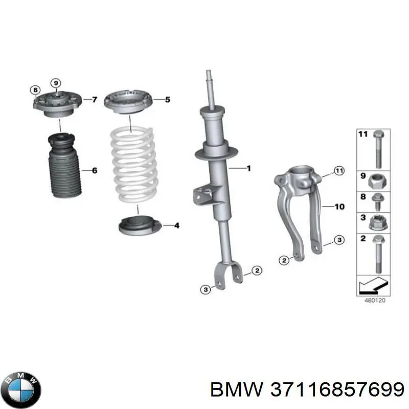 Амортизатор передньої підвіски, лівий BMW 37116857699 ціна, від 205.98 USD