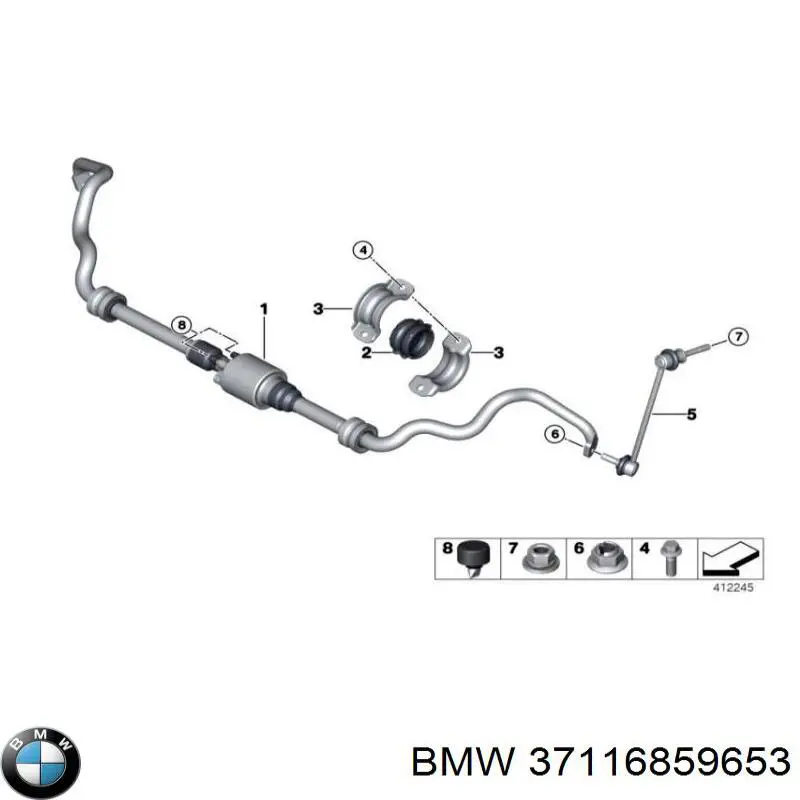 Купити 37116859653 BMW Лінк стабілізатора, переднього, лівий