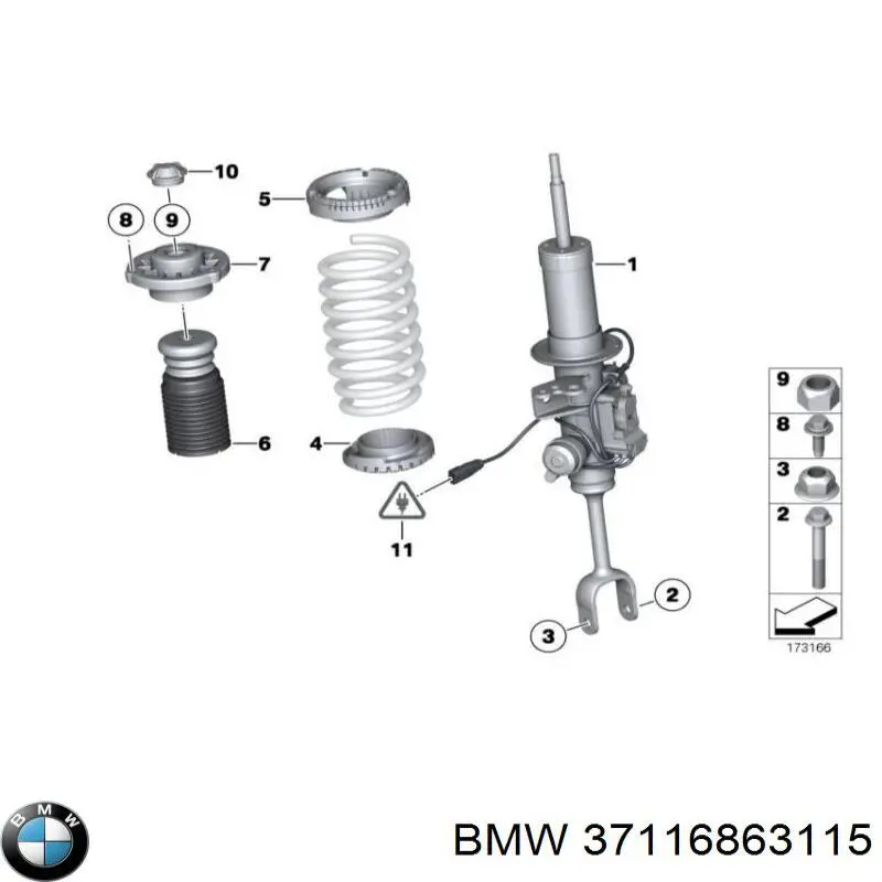 Амортизатор передній, лівий 37116863115 BMW