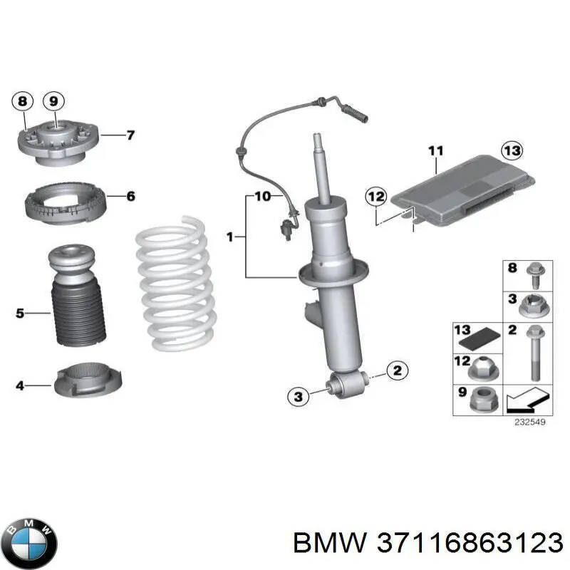 Амортизатор передній, лівий 37116798405 BMW