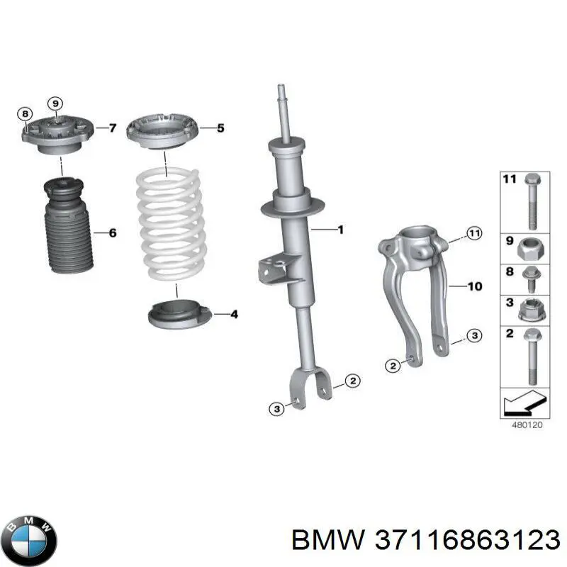 Амортизатор передньої підвіски, лівий BMW 37116863123 ціна, від 323.92 USD