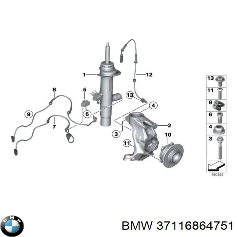 Амортизатор передньої підвіски, лівий BMW 37116864751 ціна, від 183.41 USD