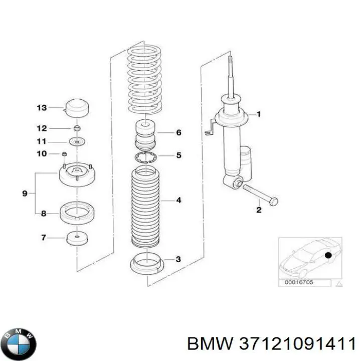 37121091411 BMW амортизатор задній, лівий