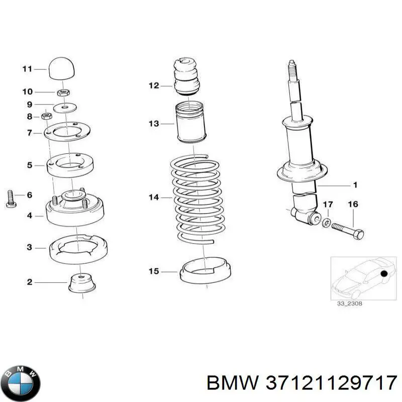 Опора амортизатора заднього BMW 37121129717 ціна, від 93.91 USD