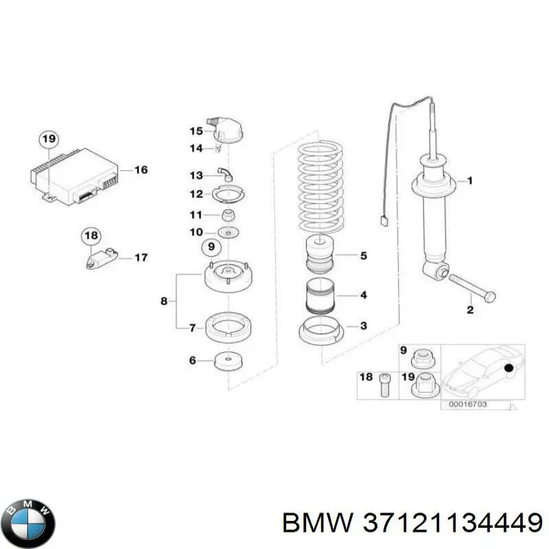 Амортизатор задній, лівий 37121134449 BMW