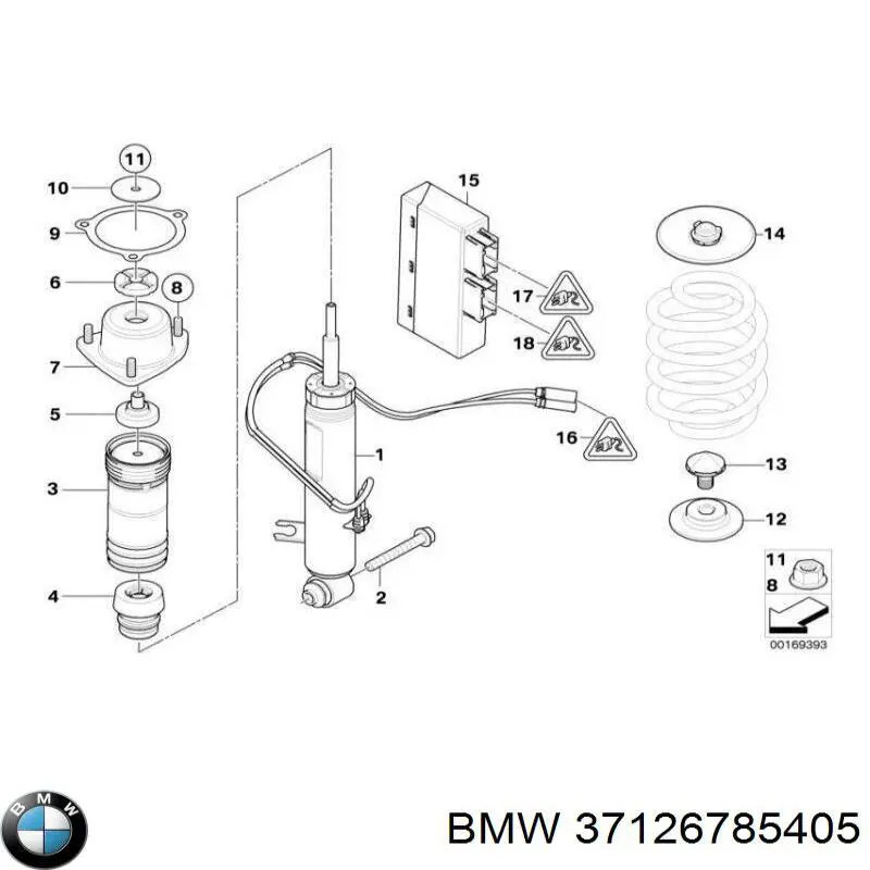 Амортизатор задній, лівий 37126785405 BMW