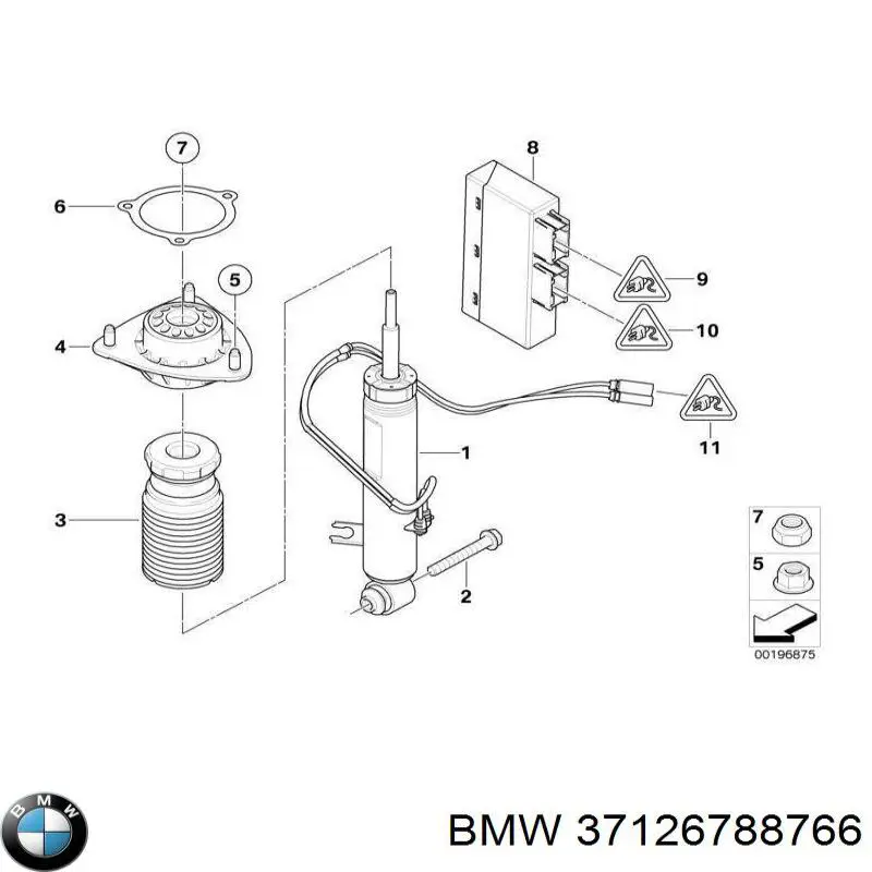 Амортизатор задній, правий 37126788766 BMW