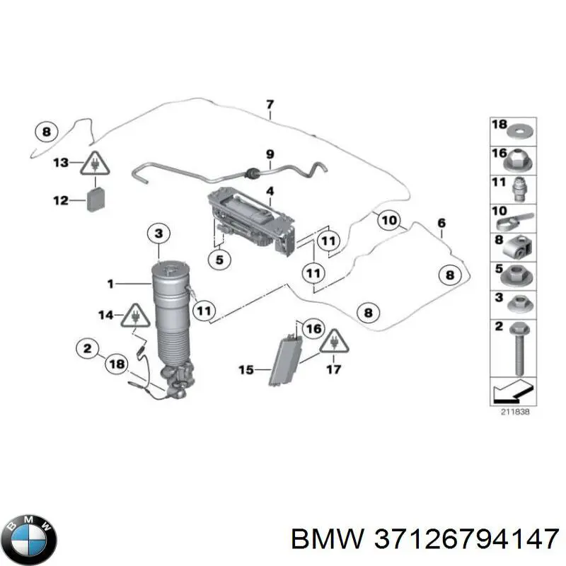 Амортизатор задній, лівий 37126794147 BMW