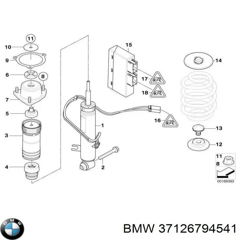 Амортизатор задній, лівий 37126794541 BMW