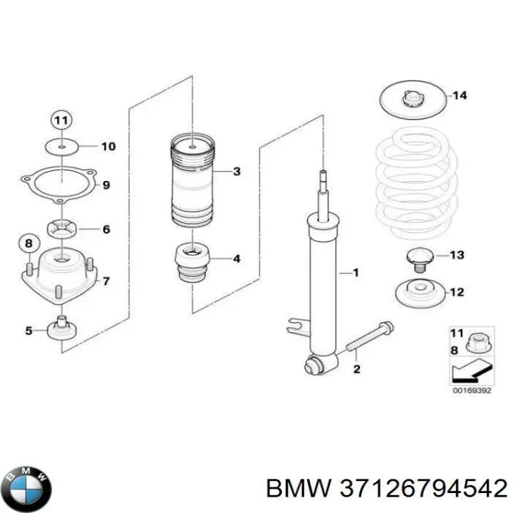 Амортизатор задній, правий 37126794542 BMW