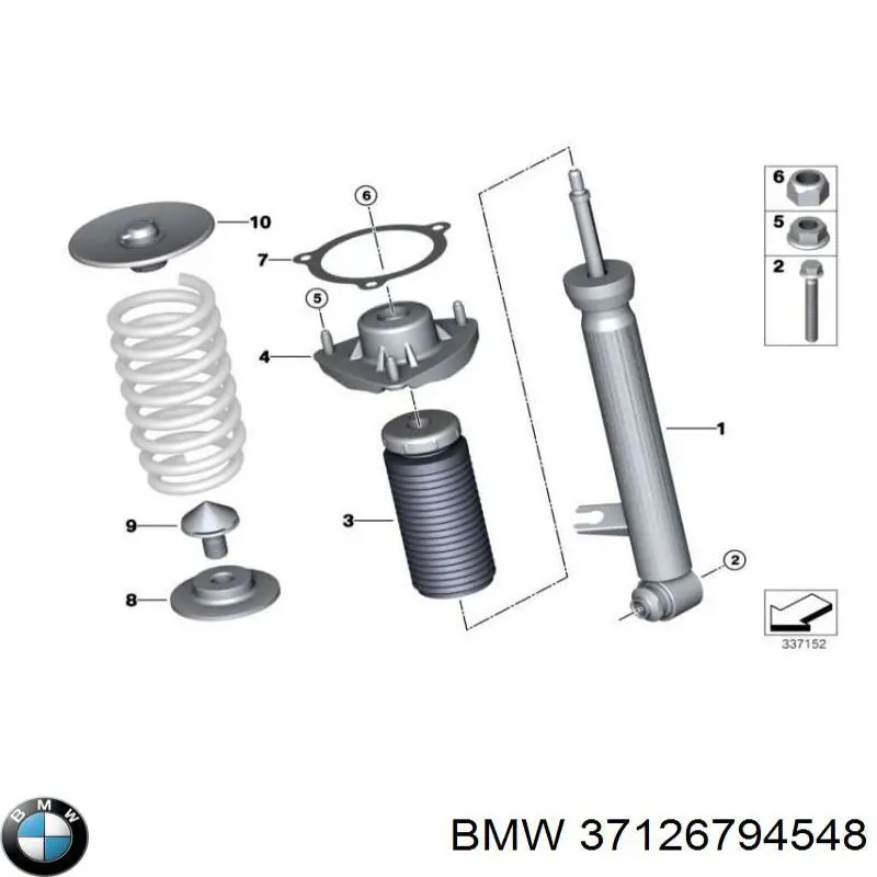 Амортизатор задній, правий BMW 37126794548 ціна, від 291.39 USD