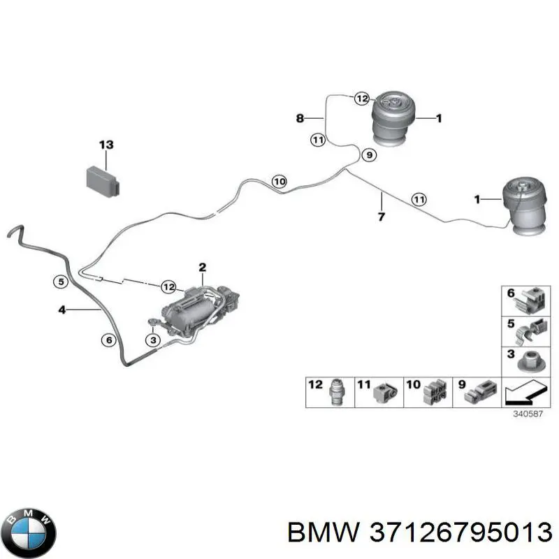 Купити 37126795013 BMW Пневмоподушка/Пневморессора моста заднього