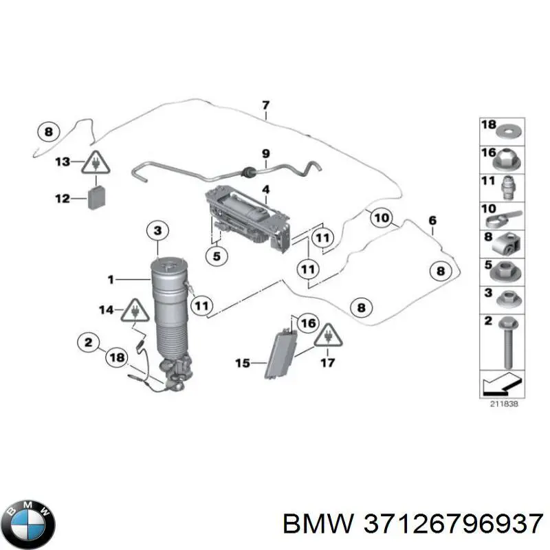 Амортизатор задній, лівий 37126796937 BMW