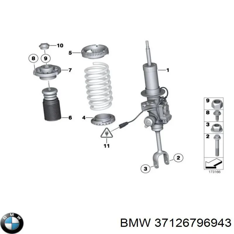 Амортизатор задній, лівий 37126796943 BMW