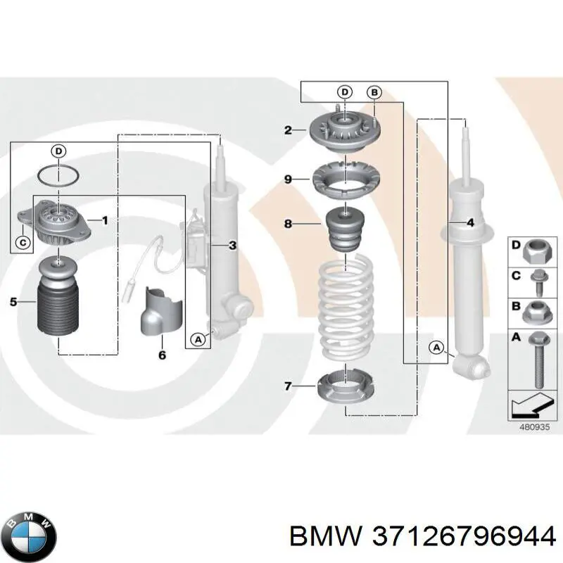 Амортизатор задній, правий BMW 37126794154 ціна, від 605.76 USD