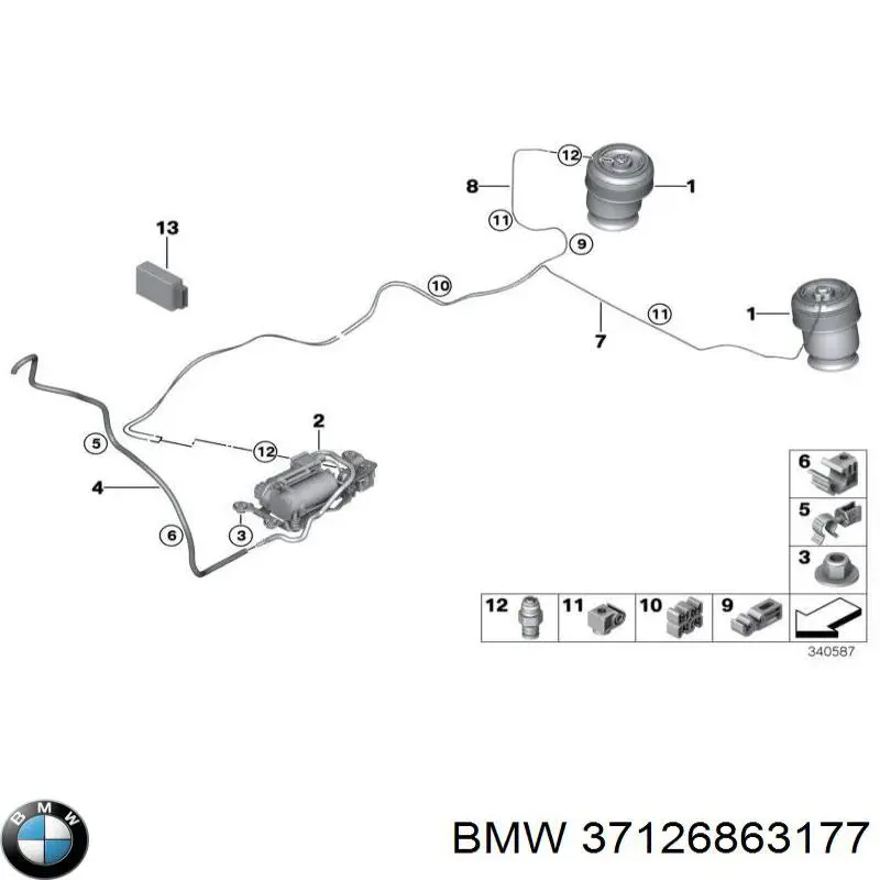 Амортизатор задній, лівий 37126863177 BMW
