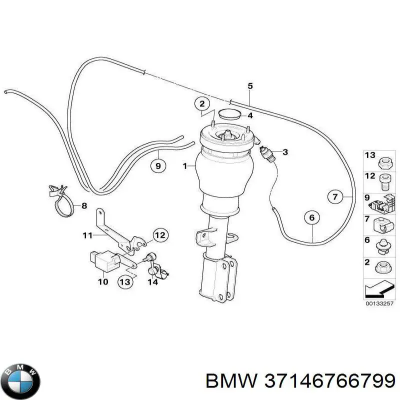 Тяга датчика рівня положення кузова, передня на BMW X5 (E53)