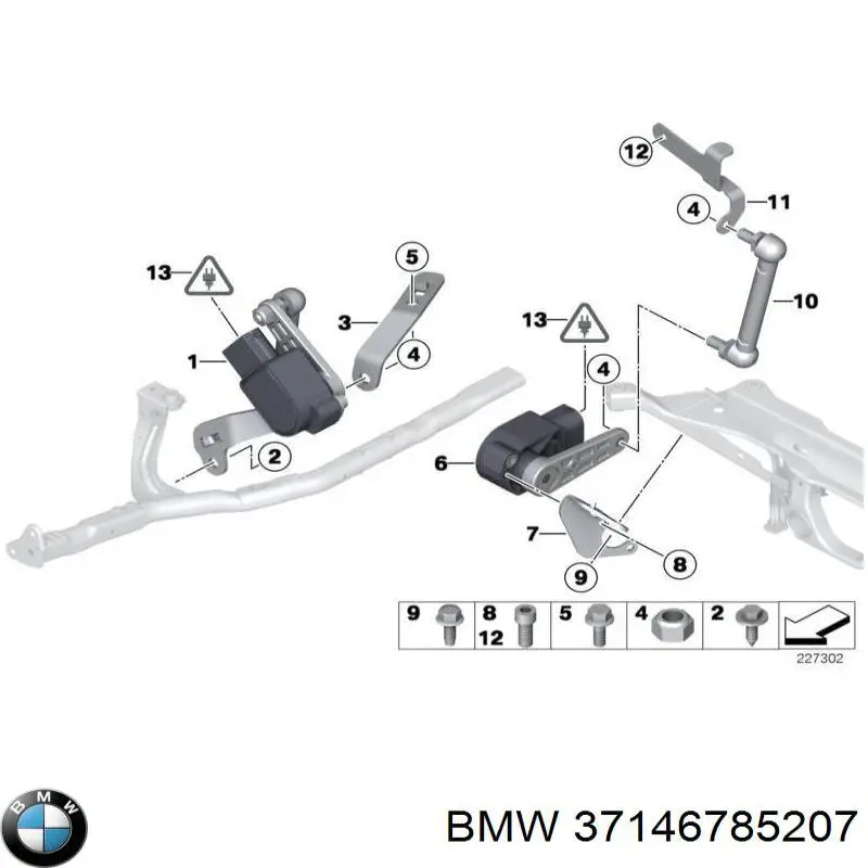 37146785207 BMW датчик рівня положення кузова, задній
