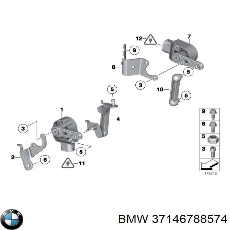 6788574 BMW Датчик рівня положення кузова, задній лівий