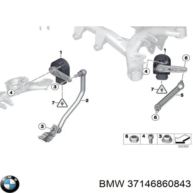 Купити 37146860843 BMW Датчик рівня положення кузова, задній