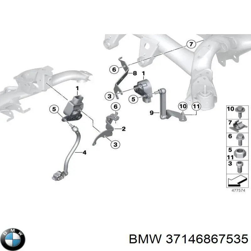 Купити 37146867535 BMW Тяга датчика рівня положення кузова, передня ліва