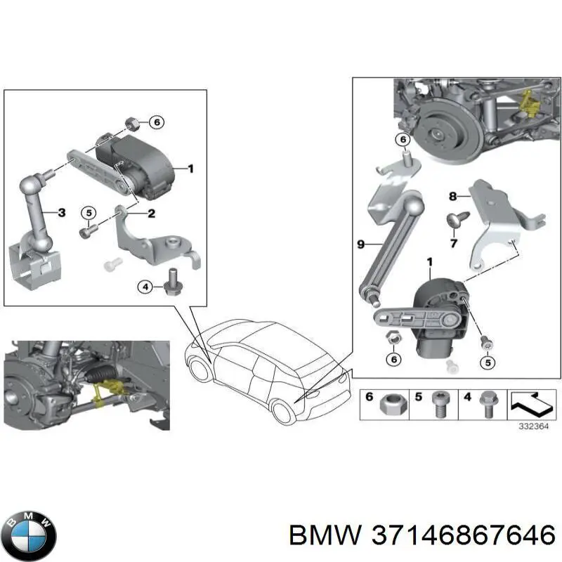 Датчик рівня положення кузова, передній 37146867646 BMW