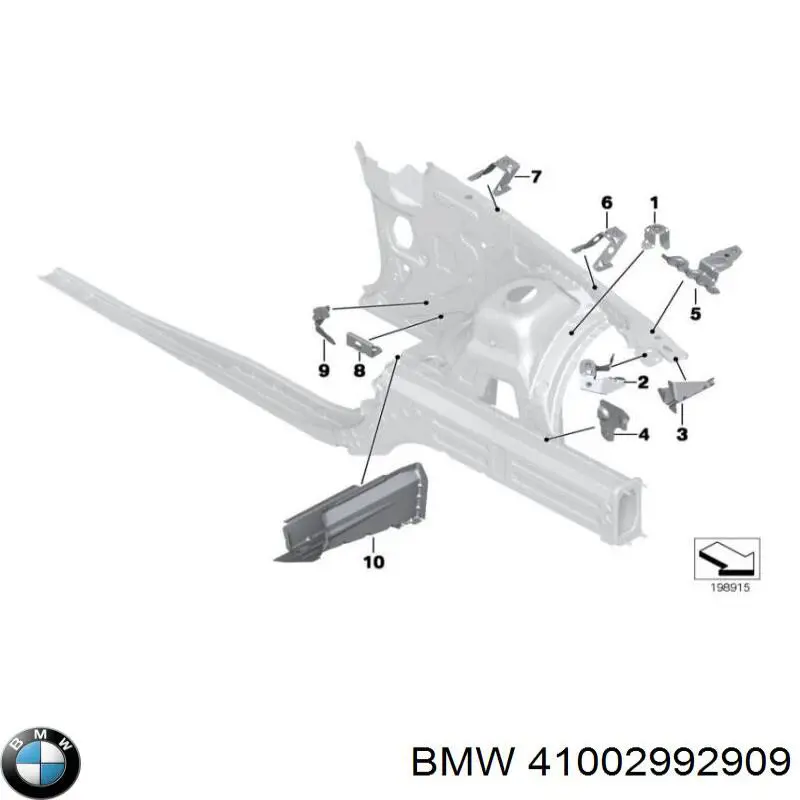 41002992909 BMW Кронштейн кріплення крила переднього лівого, передній