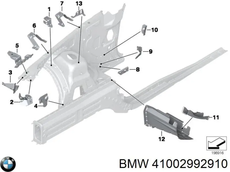 41002992910 BMW Кронштейн кріплення крила переднього правого, передній