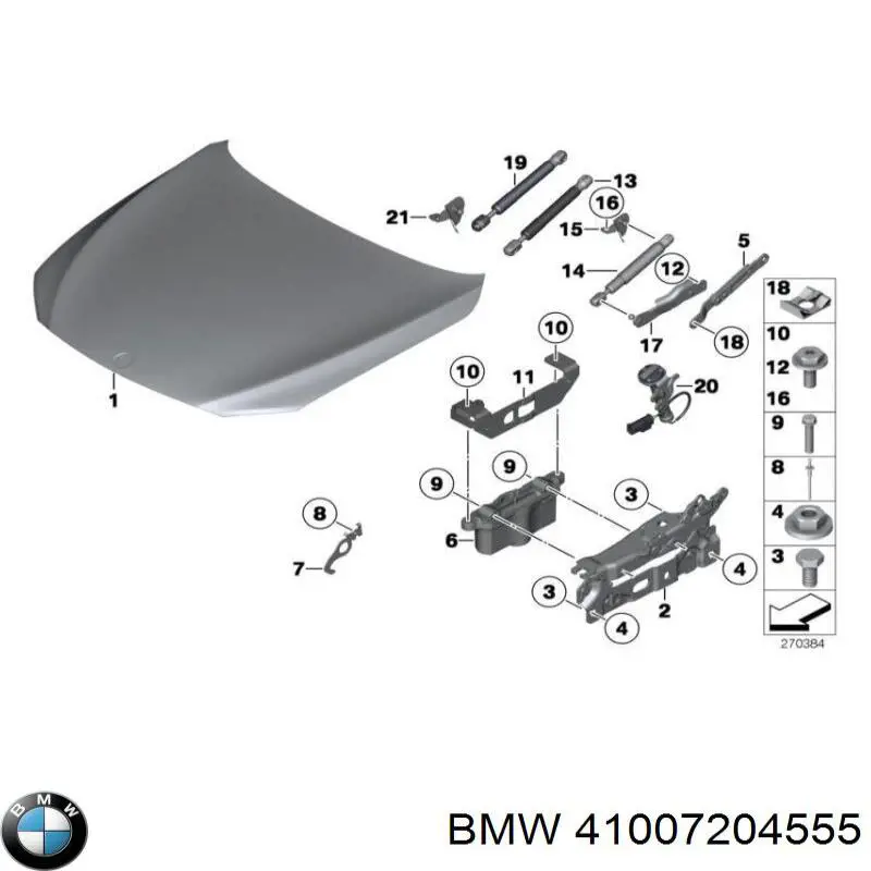 Завіса капота ліва на BMW 7 (F01, F02, F03, F04)