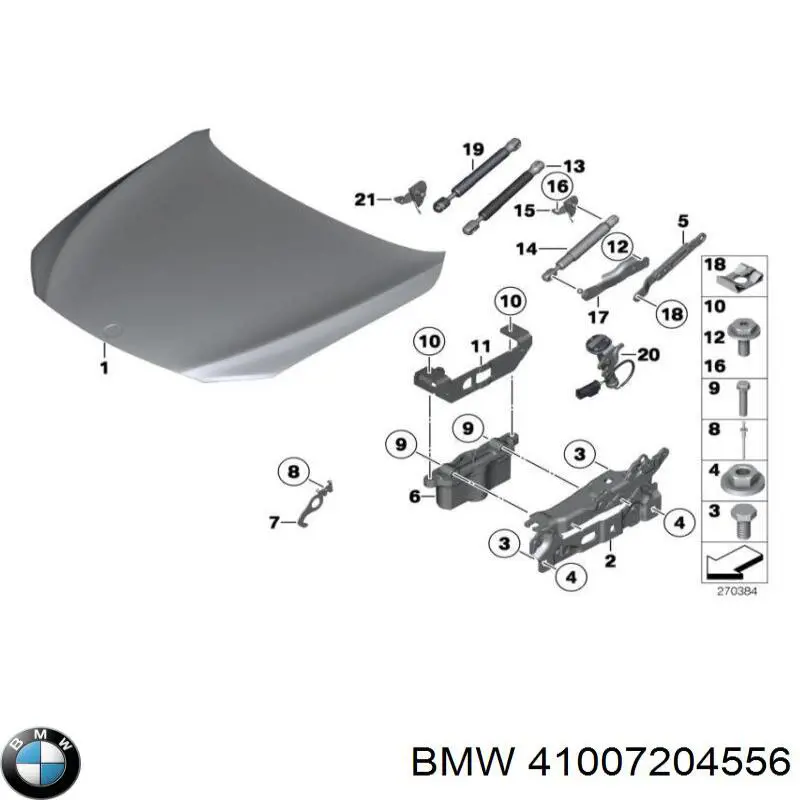 Завіс капота, правий на BMW 7 (F01, F02, F03, F04)