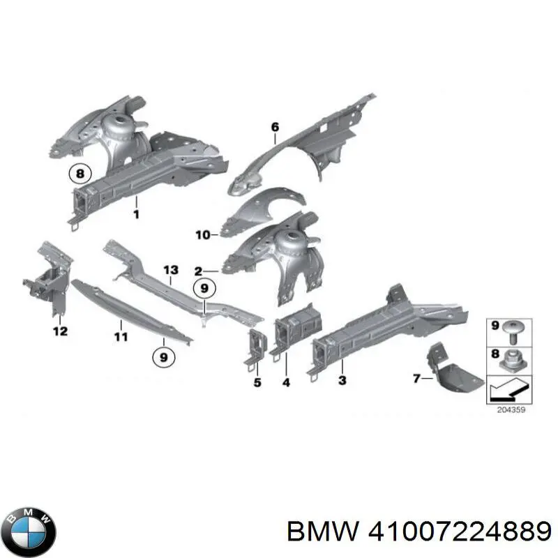 41007224889 BMW Лонжерон рами передній лівий