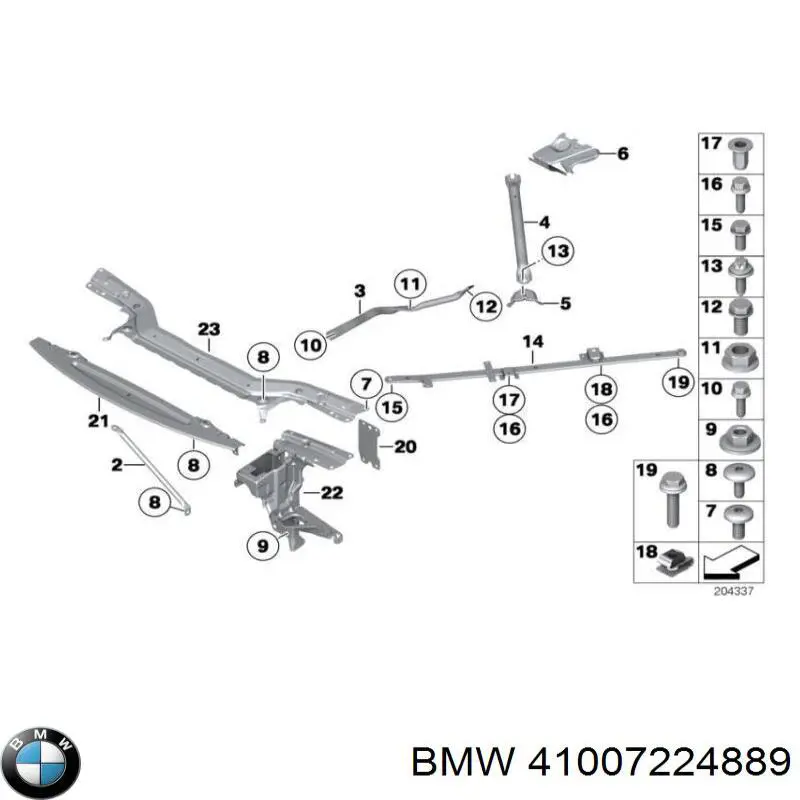 Лонжерон рами передній лівий BMW 41007224889 ціна, від 379.54 USD