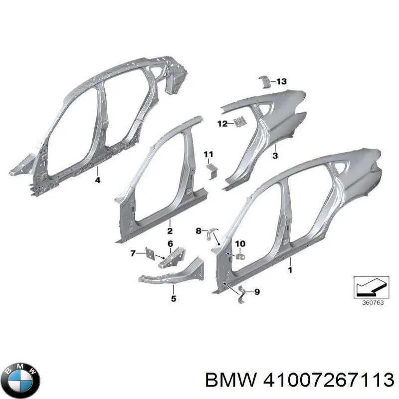 Кронштейн кріплення крила переднього лівого верхній BMW 41007267113 ціна, від 28.89 USD