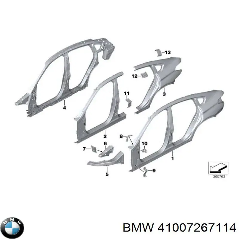 Кронштейн кріплення крила переднього правого верхній BMW 41007267114 ціна, від 26.64 USD
