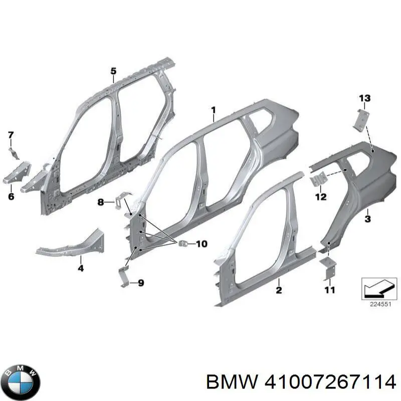 41007267114 BMW Кронштейн кріплення крила переднього правого верхній