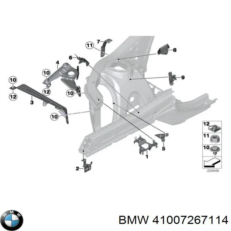 Купити 41007267114 BMW Кронштейн кріплення крила переднього правого верхній