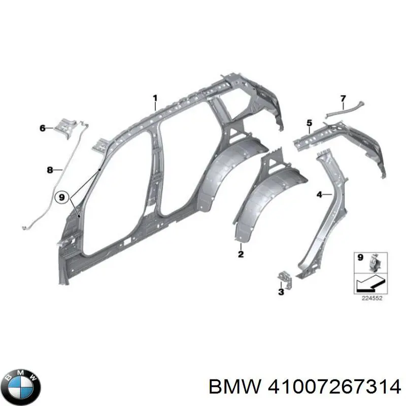Дах кабіни в зборі BMW 41007267314 ціна, від 114.15 USD