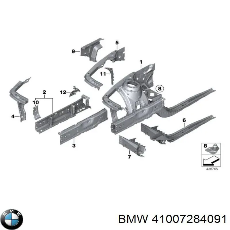 41007284091 BMW Лонжерон рами передній лівий