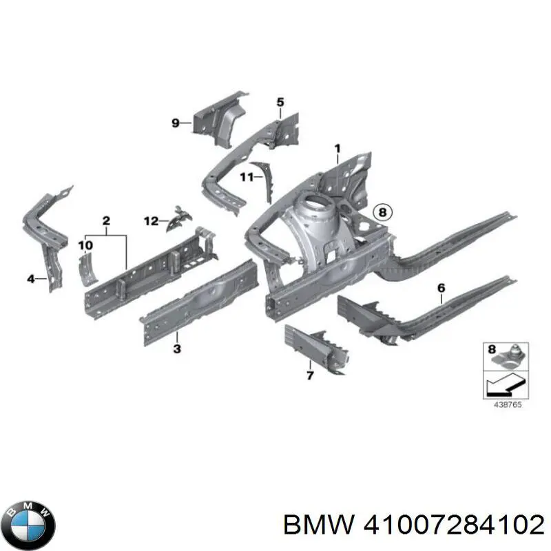 Рамка радіатора права BMW 41007284102 ціна, від 56.43 USD