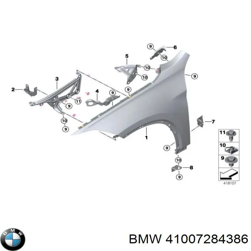 Отвір передніх правих дверей BMW 41007284386 ціна, від 395.17 USD