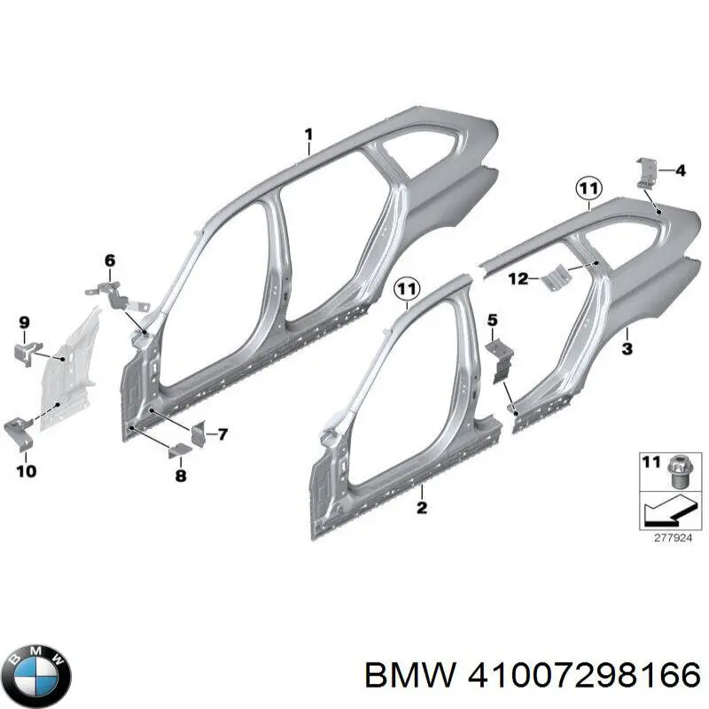 Купити 41007298166 BMW Отвір передніх правих дверей