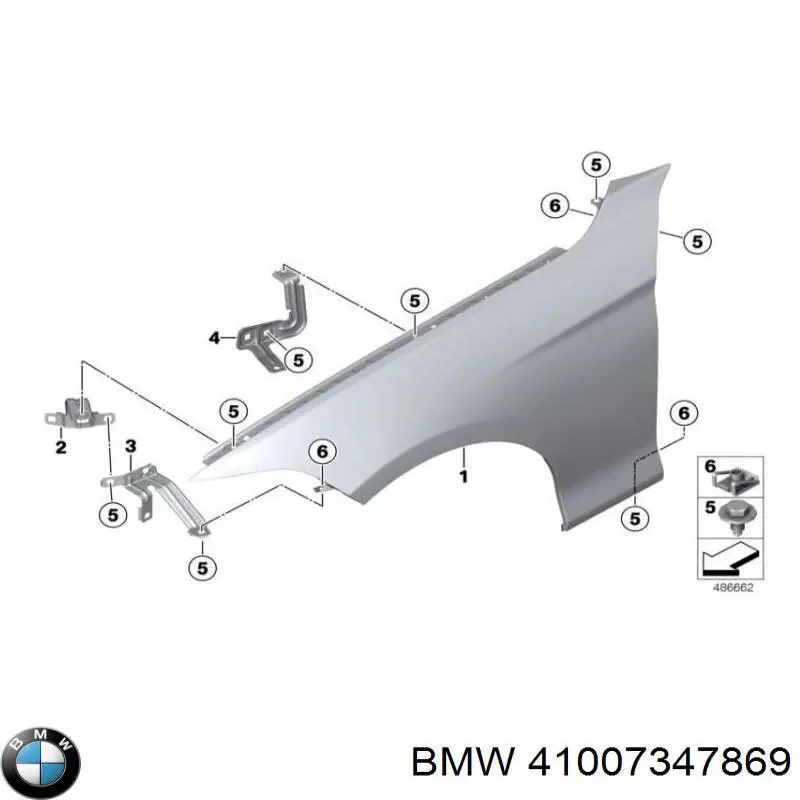 41007347869 BMW Кронштейн кріплення крила переднього лівого верхній
