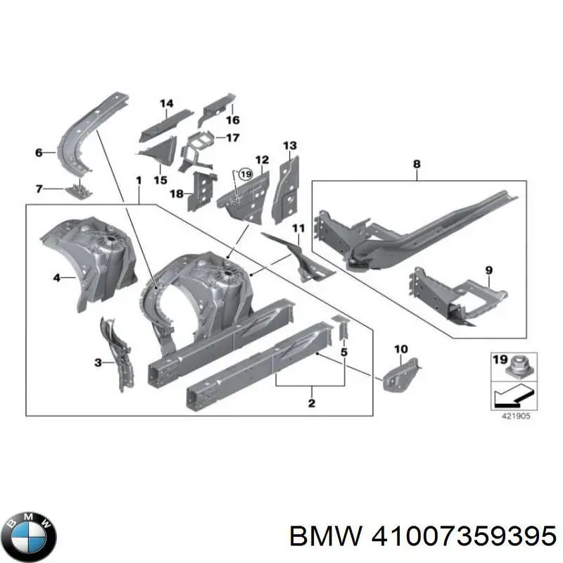 Лонжерон рами передній лівий BMW 41007359395 ціна, від 242.39 USD