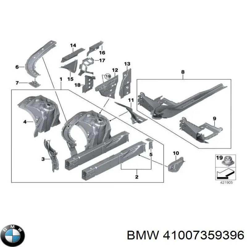 Лонжерон рами передній правий BMW 41007359396 ціна, від 268.76 USD